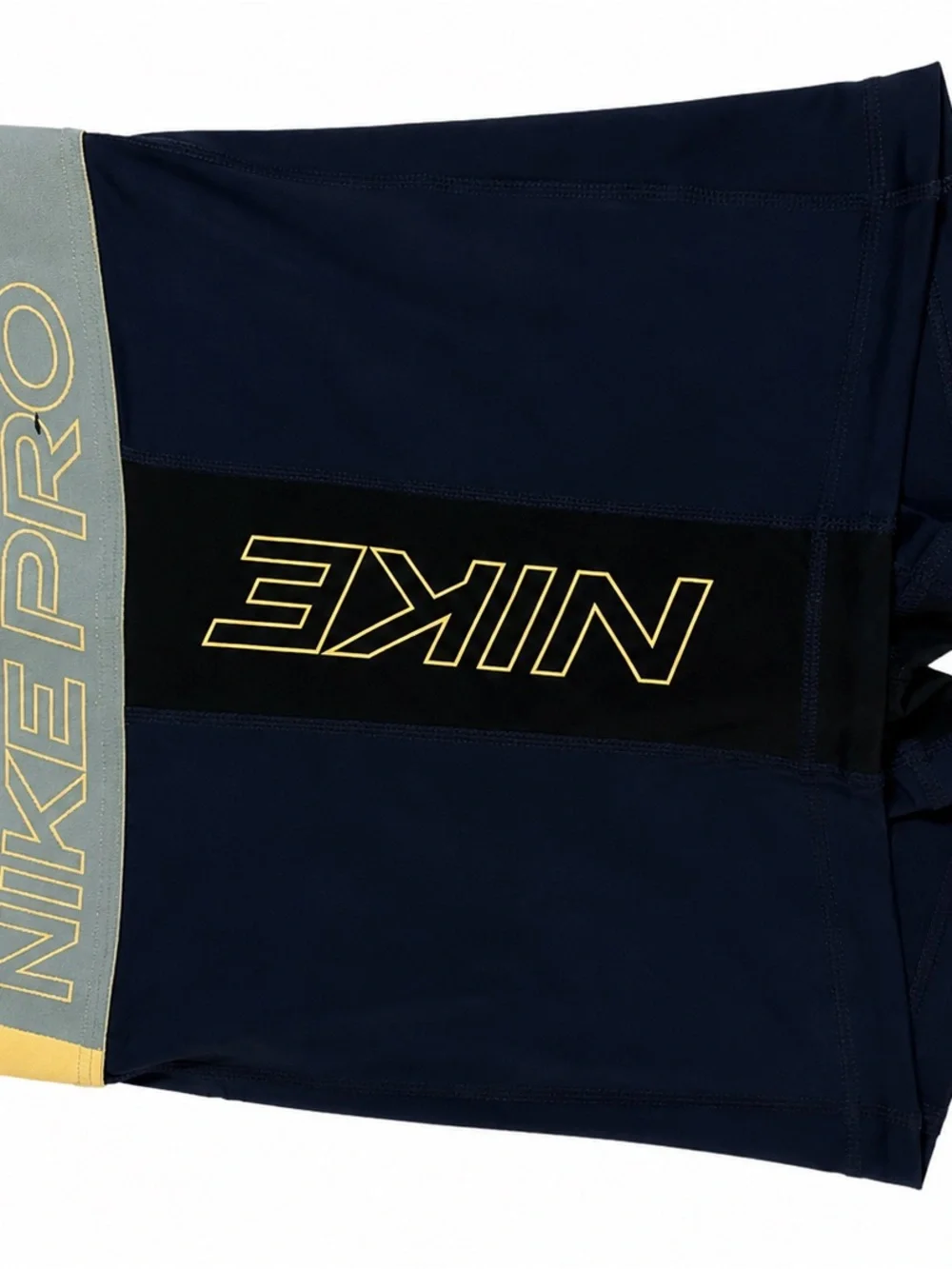 Nike Pro Women’s Compression Shorts Navy Gray Gold Size Small